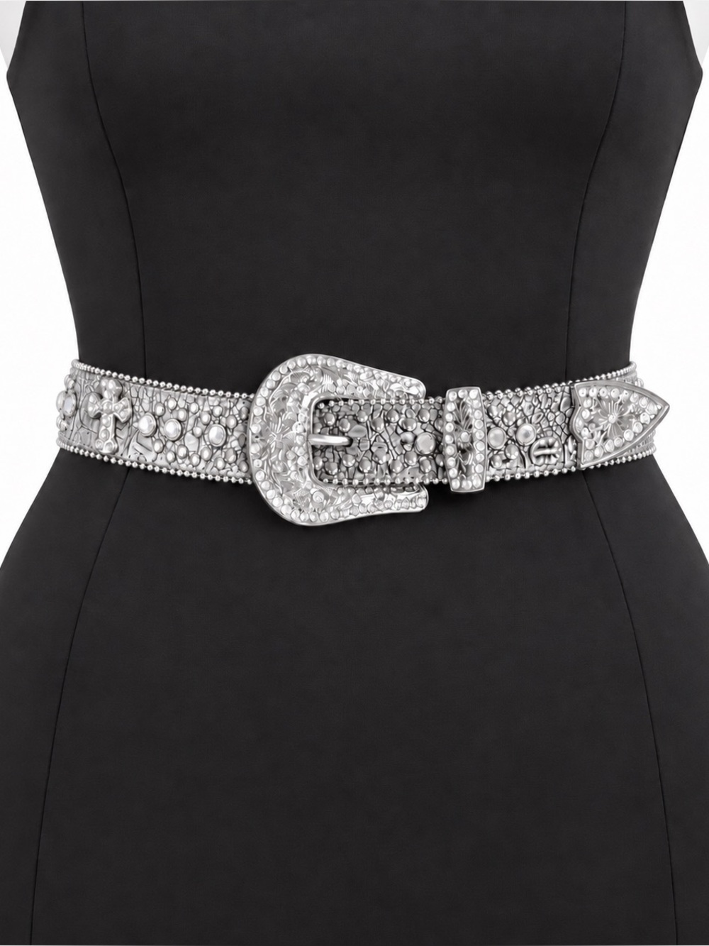 Genuine Leather Rhinestone Western Cowgirl Bling Belt Y2K